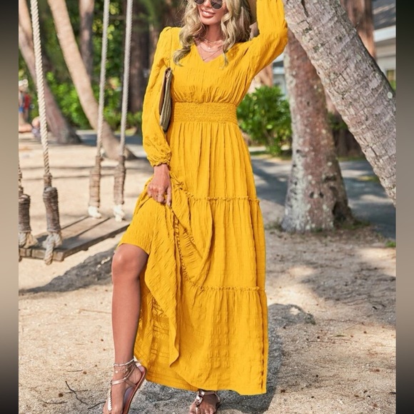 Boho ruffle hem fall dress - Picture 16 of 16